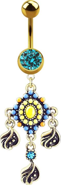 Produktbild Star Piercing Banane vergoldet mit Anhänger Tribal (Messing, Chirurgenstahl 316L)