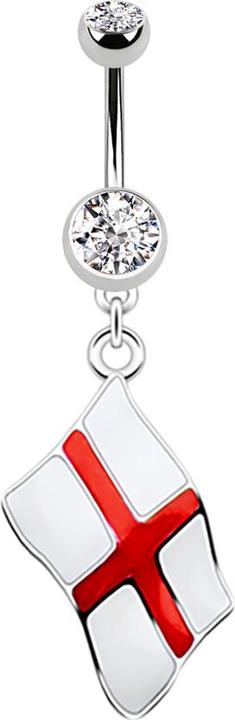 Actual product image Star Piercing Banane silber mit Anhänger Flagge England (without brass, Surgical steel 316L)