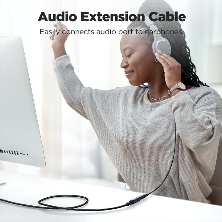 Immagine prodotto Joyroom Cavo audio stereo AUX mini jack 3,5 mm (maschio) - mini jack (femmina) 1,2 m nero (SY-A09) (1.20 m, Estensione)