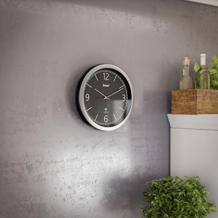 Actual product image Mebus 19813 Radio-controlled wall clock black/silver