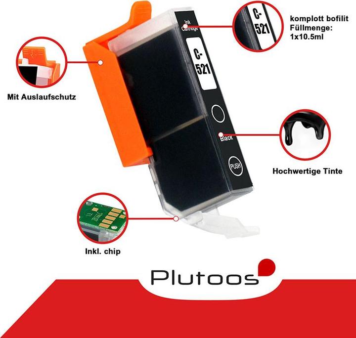 Actual product image Plutoos Canon CLI-521 BK Cartridge XXL compatible, Photoblack (FC)