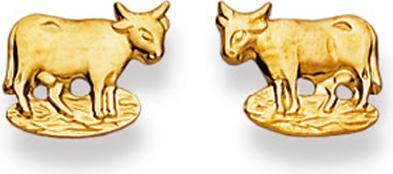 Muau Ohrstecker Kuh Gelbgold 375, 8x10mm (375/9K Gelbgold)