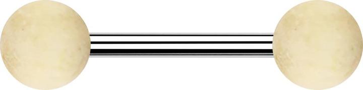 Produktbild Star Piercing Barbell silber mit zwei Kugeln aus Krokodilholz (Chirurgenstahl 316L, ohne Messing)