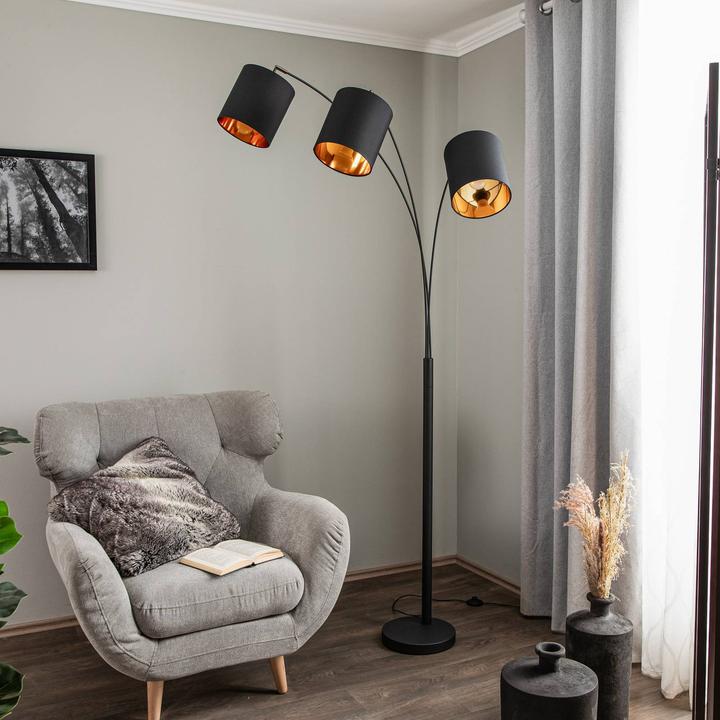 Actual product image Lindby Nanika floor lamp, black/gold (E27)
