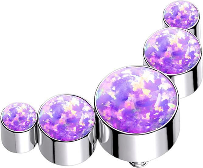 Produktbild Star Piercing Dermal Anchor silber fünf Opale violett (ohne Messing, Titan G23)