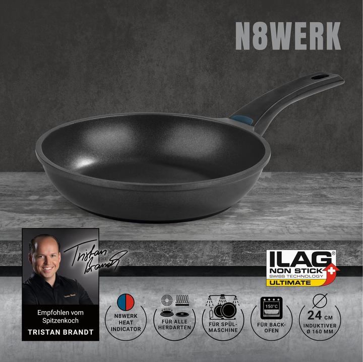 Immagine prodotto N8werk Padella da 24 cm (24 cm, Padella per friggere, Alluminio pressofuso)