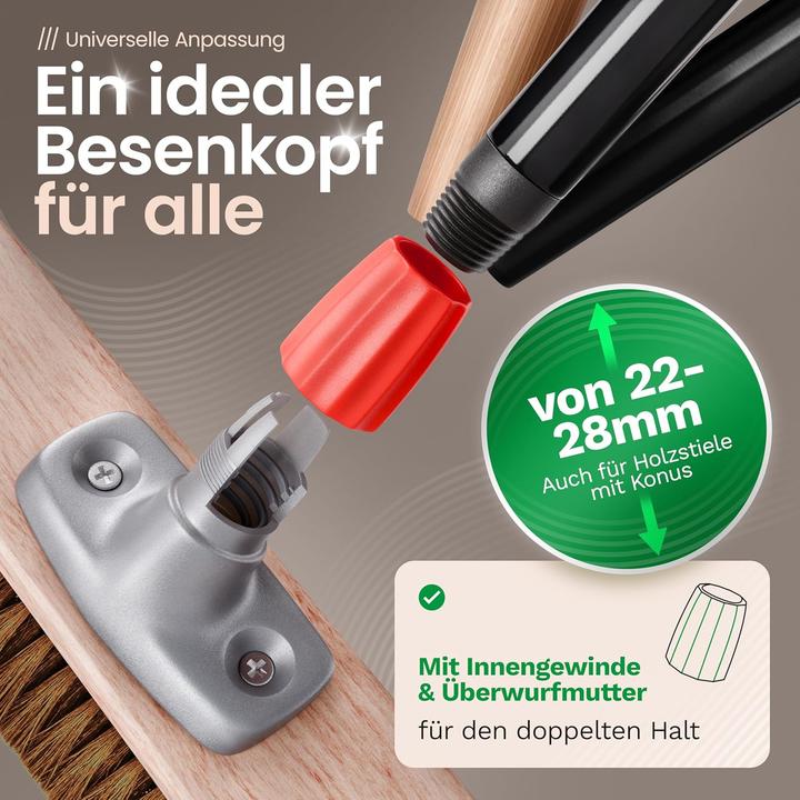 Immagine prodotto Novaliv Kokosbesen 40 cm mit Teleskopstiel Kokosborsten inkl. Kehrgarnitur verzinkt mit Gummilippe b (1 pz.)