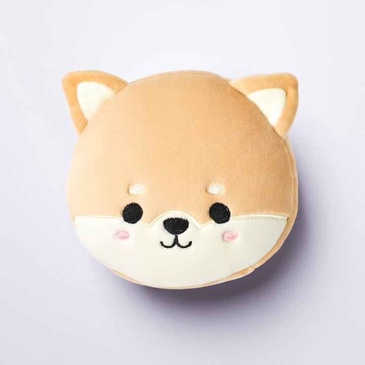 Puckator Relaxeazzz Plüsch Shiba Inu Hund rundes Reisekopfkissen mit Augenmaske