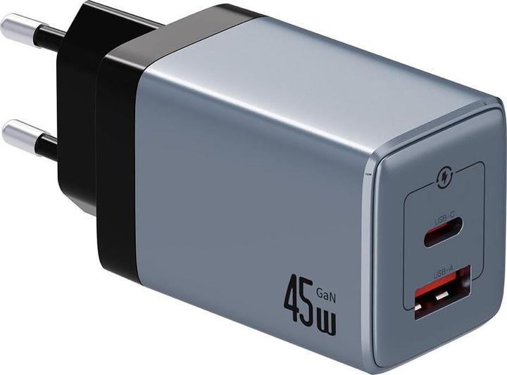 Image du produit Nextbatt Chargeur mural GaN 45W USB-C/USB-A - Noir/Gris (45 W)