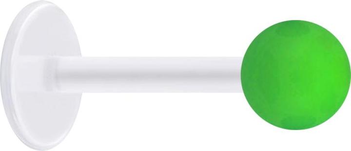 Star Piercing Micro Labret transparent mit Kugel Neon grün (Acryl, ohne Messing, Bioflex)