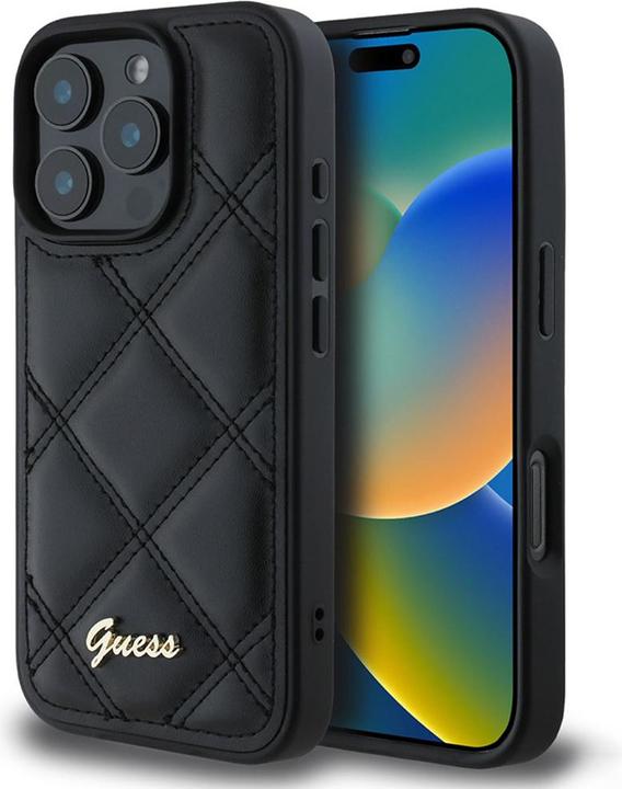 Guess GUHCP16XPSQSQSK iPhone 16 Pro Max 6.9" czarny/black hardcase Quilted Metal Logo (Apple iPhone 16 Pro Max)