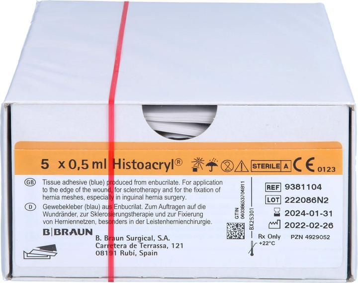 Actual product image B.Braun Histoacryl tissue adhesive amp, 5 pcs AMP