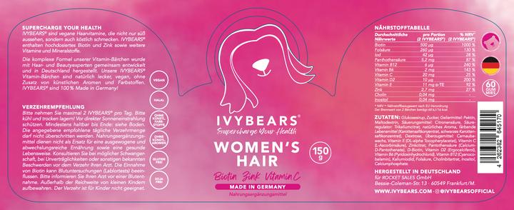 Valori nutrizionali e ingredienti IVYBears Vitamine per capelli per donne (2 Pezzo/i, Gomme, 300 g)