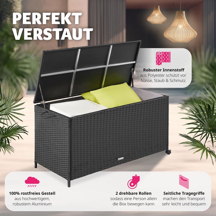 Immagine prodotto tectake Box contenitore con telaio in alluminio e rotelle 297 L, 117 x 54 x 64 cm