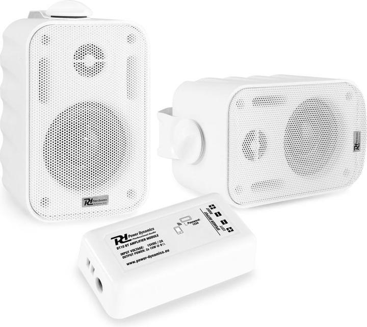 Image du produit Power Dynamics Aussenlautsprecher - BT10 -Verstärker mit Bluetooth und 3 " weissen Lautsprechern