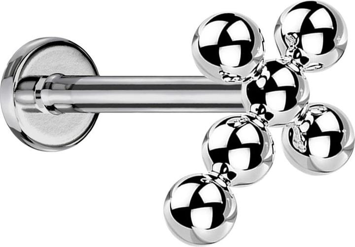 Produktbild Star Piercing Micro Labret Innengewinde silber Kreuz Kugeln (ohne Messing, Titan G23)