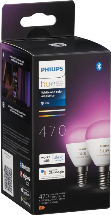 Produktbild Philips Hue White & Color Ambiance Luster (E14, 5.10 W, 470 lm, 2 x, F)