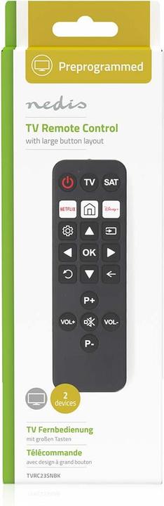 Produktbild Nedis Universal-Fernbedienung - Vorprogrammiert - 2 Geräte - Disney + Button/Netflix Button - Infrar (Universal Fernbedienung, Infrarot)