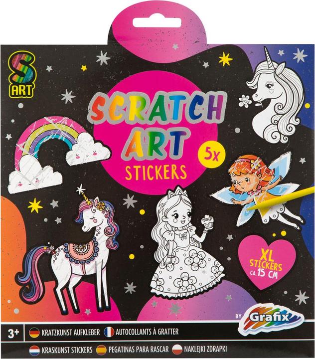 Produktbild Grafix Scratch Art Sticker - Fantasy World, 6 Stk.