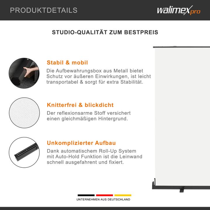 Immagine prodotto Walimex pro Pannello Roll-up Sfondo bianco 210x220 (210 cm, 220 cm)
