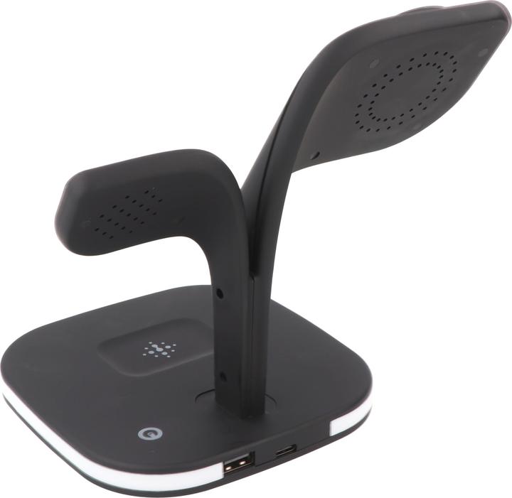 Produktbild AccuCell Kabellose 5in1 Qi-Ladestation schwarz für Smartphone Smartwatch und In-Ear-Kopfhörer