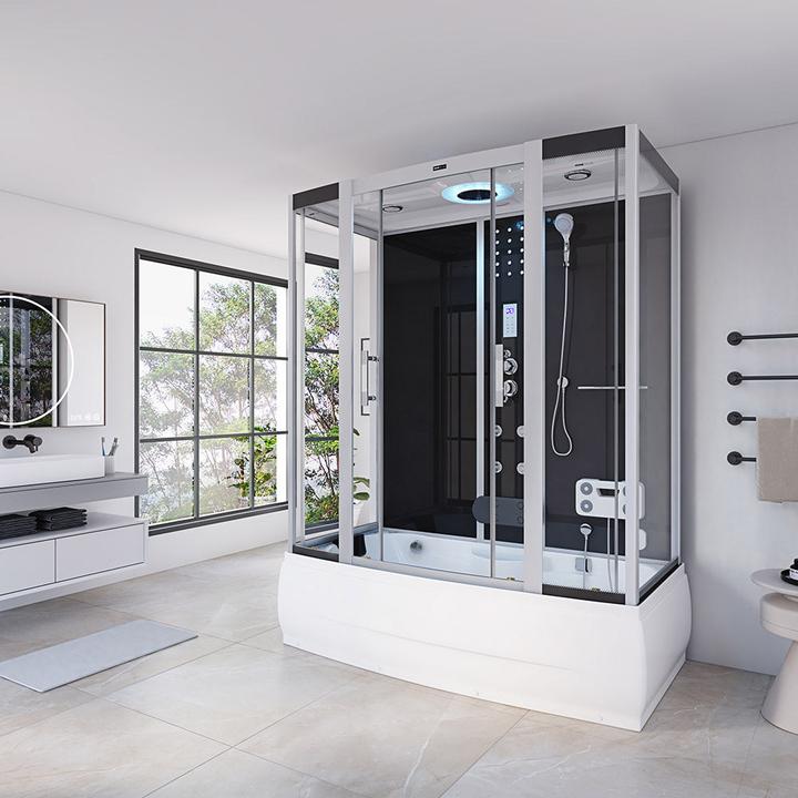 Image du produit Home Deluxe Douche à vapeur avec fonction hydromassage et éclairage LED YARU BLACK - 170x90x220 cm