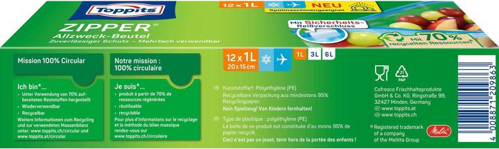 Nährwerte und Zutaten Toppits Zipper 12 x 1L (12 x)