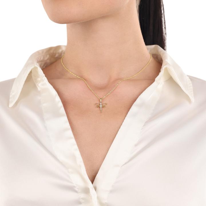 Produktbild zz_ArchivedByPCD_Amor Schmuck_zu_Amor Amor Halsschmuck für Damen, Gold 375, Zirkonia synth. | Libelle (9 ct, Gold 375)