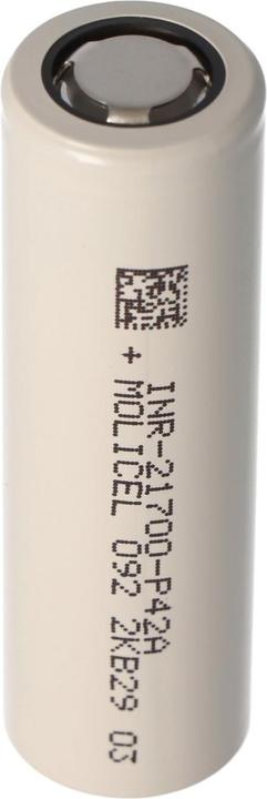 Actual product image Molicel Battery INR21700-P42A 45A, unprotected, flat top (4200 mAh)
