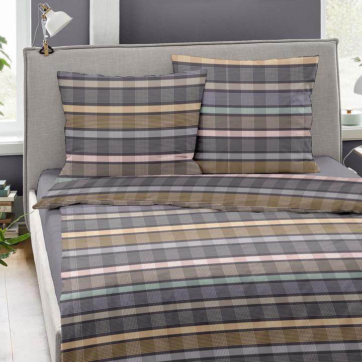 Immagine prodotto Dormisette Mako-Satin Bettwäsche Streifen lila (Set di biancheria da letto, 135x200 cm + 80x80 cm)