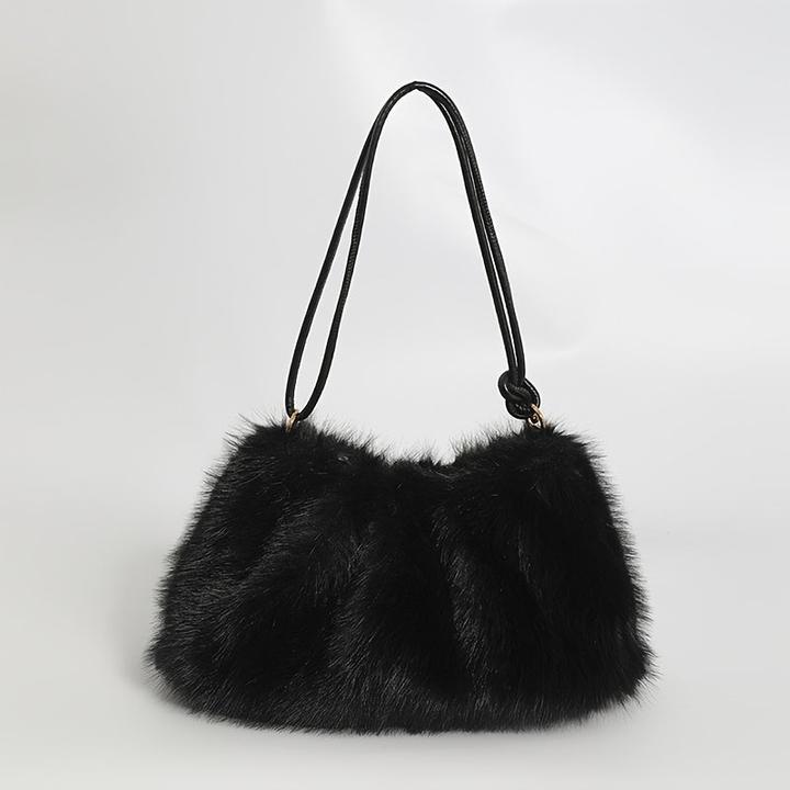 Only-Bags.Store Schicke Plüsch-Umhängetasche in Mondform - geräumig & weich, modische einfarbige Tote