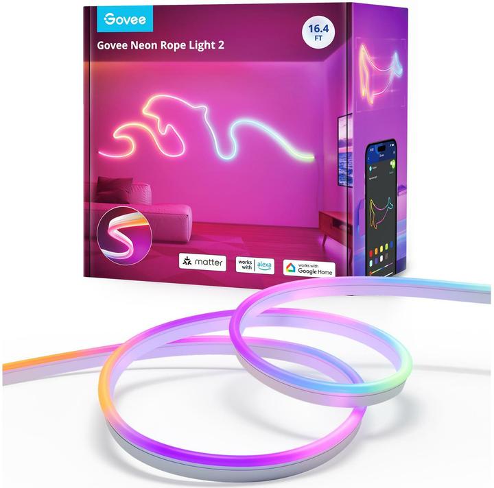 Image du produit Govee 5M Neon Preinstalled Strip Light en blanc cassé (Multicolore, 500 cm, Extérieur)