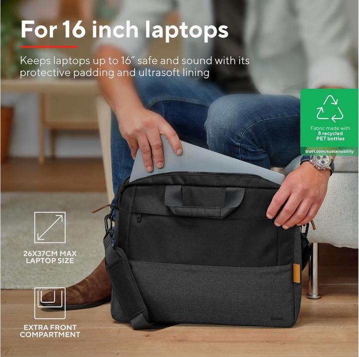 Immagine prodotto Trust Borsa Per Laptop Lisboa 16 - Nero (16", Universale)