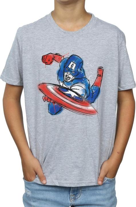 Actual product image Boys Avengers Captain America Spray T-Shirt (152, 158)
