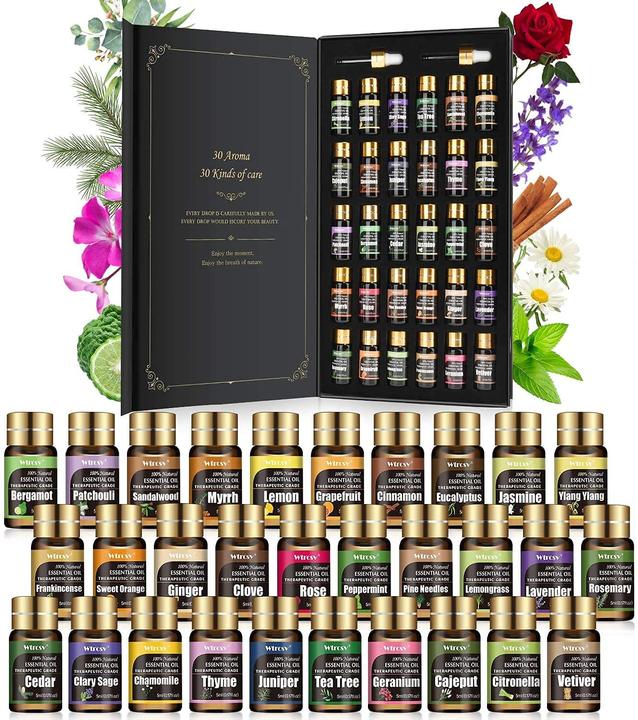 Image du produit Wtrcsv Set de 30 huiles essentielles, arôme de plantes/fleurs