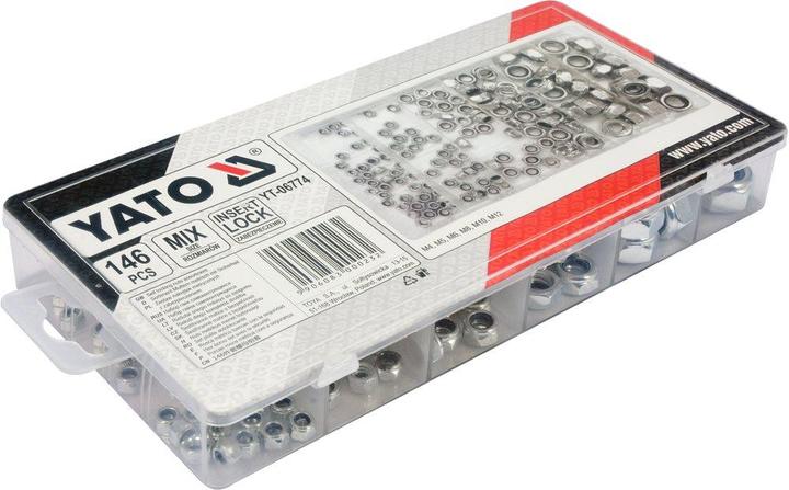 Image du produit Yato ZESTAW NAKRĘTEK Z ZABEZPIECZENIEM / SAMOKONTRUJĄCYCH 146elem. M4, M5, M6, M8, M10, M12 (M12, M8)