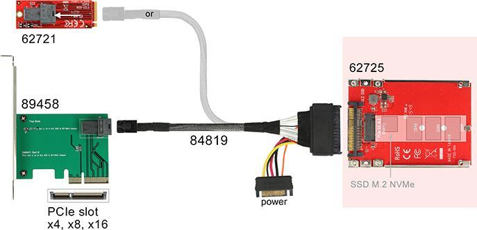Produktbild Delock Konverter U.2 Mini SAS HD SFF-8639 > M.2 Key M PCIe mit 2.5" Rahmen 7 mm