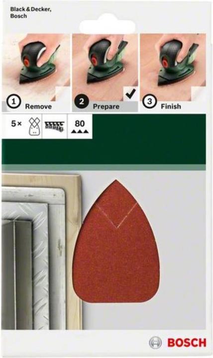 Immagine prodotto Bosch Zubehör Set di 5 fogli abrasivi per levigatrice multipla K = 80 (80)