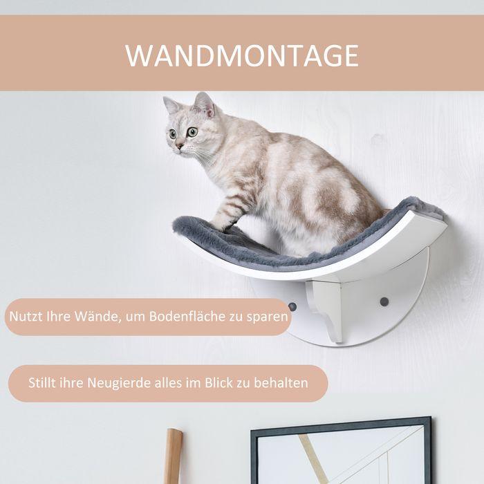 Actual product image Swisshandel24 Cat bed Cat shelf Cat lounger Wall-mounted cat lounger Wall-mounted plush pad MDF White+grey 41 x (Cat)