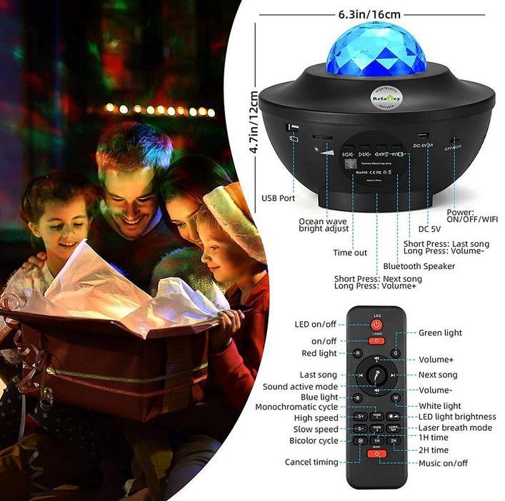 Image du produit PhoneLook Projecteur d'étoiles LED Stars multi-color jeu de lumière nuit avec télécommande