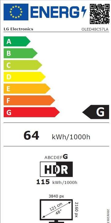 Label énergétique LG OLED48C57LA (48", C5, OLED, 4K, 2025)