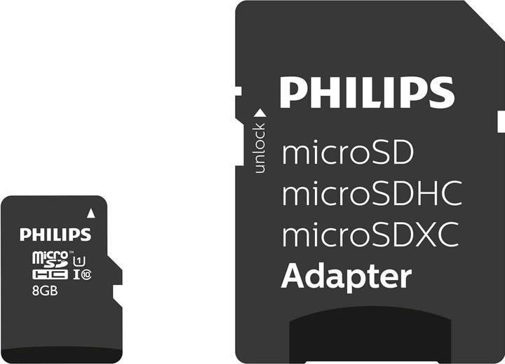 Produktbild Philips MicroSDHC Card 8GB Class 10 UHS-I U1 incl. Adapter (8 GB, microSDHC, U1, UHS-I)