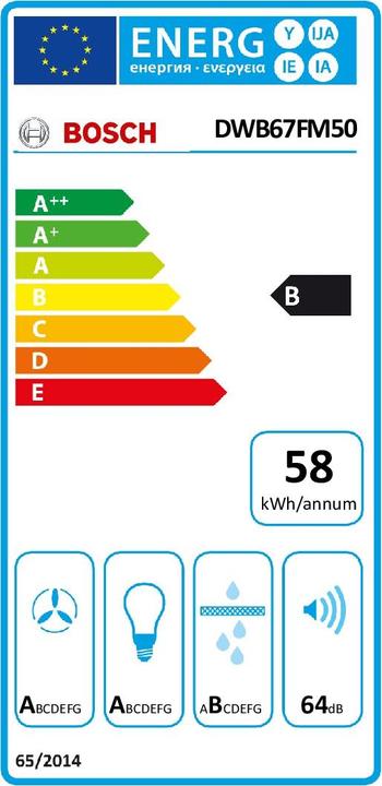 Label énergétique Bosch Hausgeräte DWB67FM50 (Hotte murale)