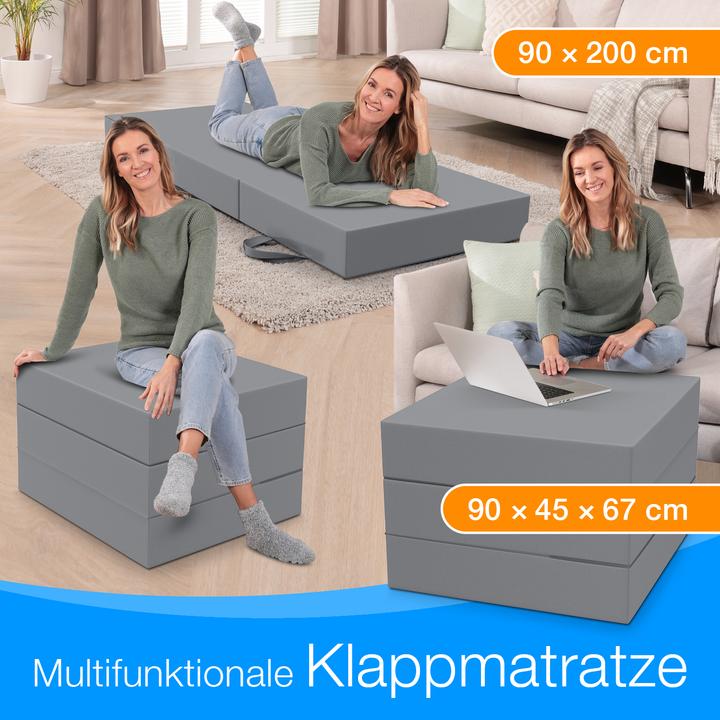 Produktbild Bestschlaf Klappmatratze, 3-teilige Faltmatratze, Reisebett, Gästematratze (90 x 200 cm, Schaumstoffkern)