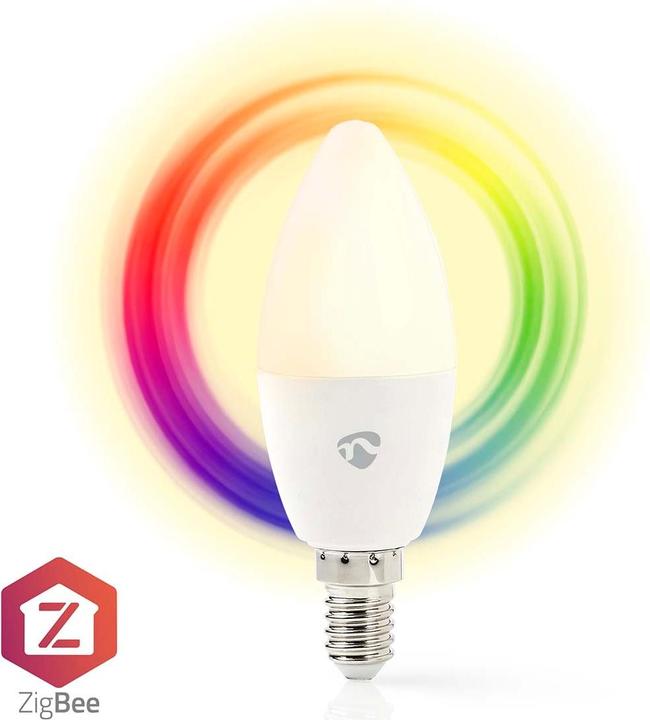 Produktbild Nedis SmartLife Vollfärbige LED-Lampe | Zigbee 3.0 | E14 | 470 lm | 4.9 W | RGB / Warm bis kühlen we (E14, 4.90 W, 470 lm, 1 x, F)