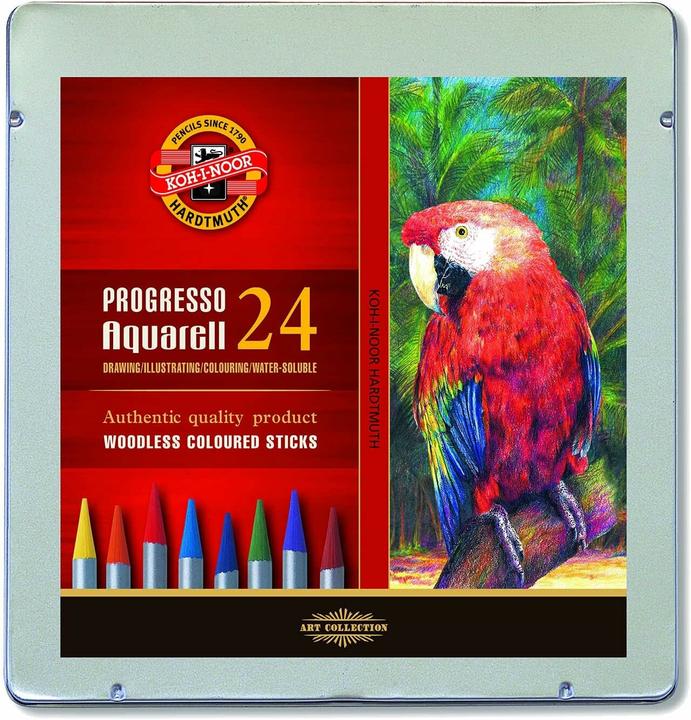 Koh-i-Noor Aquarellstifte ohne Holz Progresso 24 Farben (Mehrfarbig)