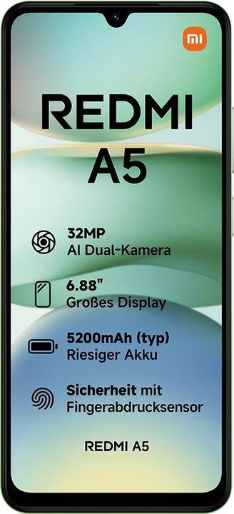 Produktbild Xiaomi Redmi A5 4G Dual Sim 4GB RAM 128GB - Lake Green (128 GB, Lake Green, 6.88", Dual SIM, 32 Mpx, 4G)