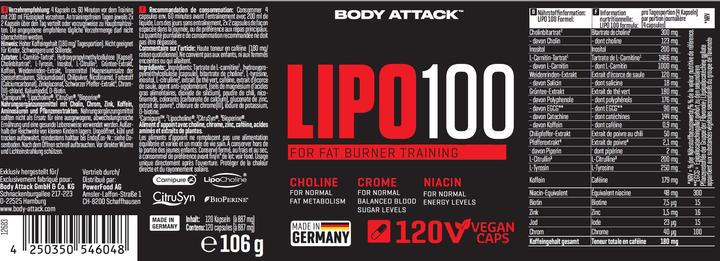 Produktbild Body Attack LIPO 100 (Neutral, 120 Stk.)