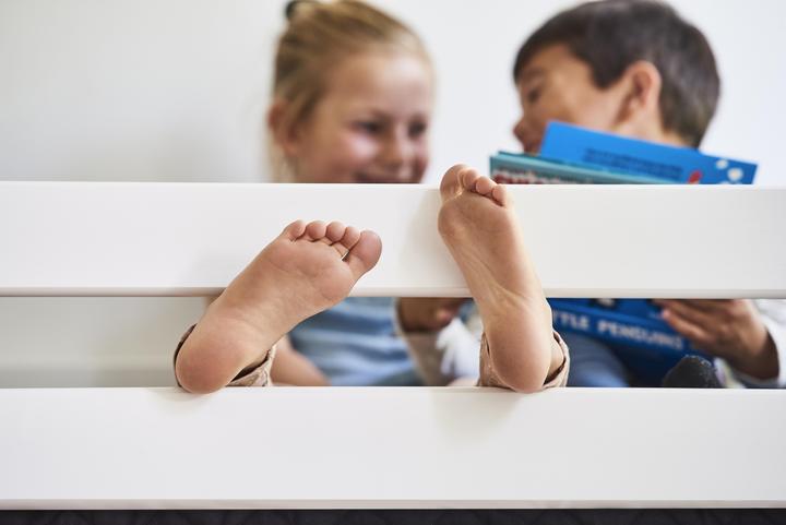 Actual product image Hoppekids ECO Luxury half loft bed 90x200cm with slide, White (90 x 200 cm)