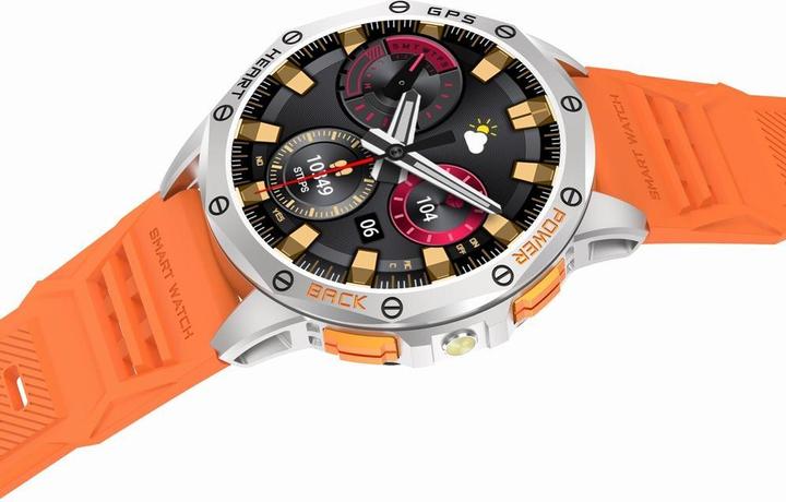 Image du produit Gravity GPS GT24-4 Herren-Smartwatch, schwarzes Silikonarmband + orangefarbenes Silikonarmband